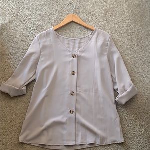 Light Grey Button Up Blouse NWOT